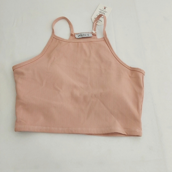 3 LASLULU Womens Sports Bra Top Bundle Size Large Gray Orange Pink - Picture 4 of 13